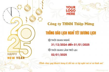 Tạo thông báo nghỉ Tết Dương Lịch đơn giản và chuyên nghiệp