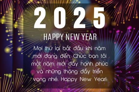 Thiệp chúc mừng năm mới, happy new year 2025