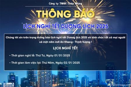 Banner, thiệp thông báo nghỉ Tết Dương Lịch 2025 miễn phí