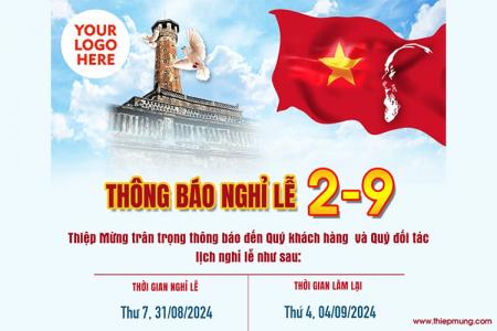 Thông báo lịch nghỉ lễ 2/9 cho công ty với logo