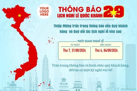 Mẫu thông báo lịch nghỉ lễ Quốc Khánh 2/9 chuyên nghiệp