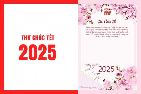 Tạo Mẫu Thư chúc Tết Ất Tỵ 2025 cho khách hàng mẫu hoa đào