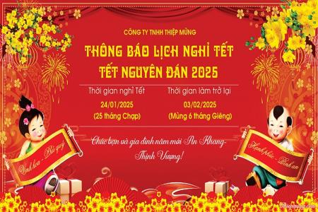 Banner thông báo nghỉ Tết 2025 trực tuyến tải miễn phí