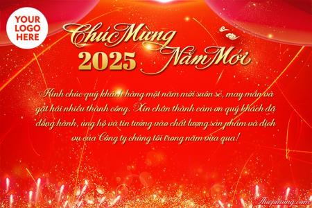 Tạo thiệp chúc mừng năm mới 2025 nền đỏ may mắn