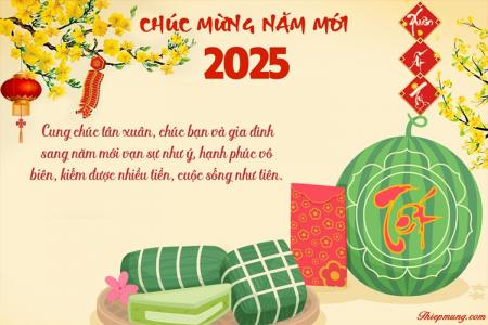 Thiệp chúc mừng năm mới 2025 đẹp đón Tết, chào Xuân