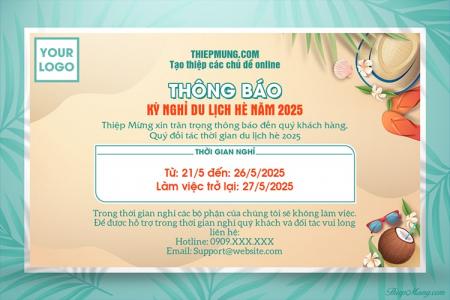 Tạo thông báo lịch nghỉ du lịch cho doanh nghiệp trực tuyến