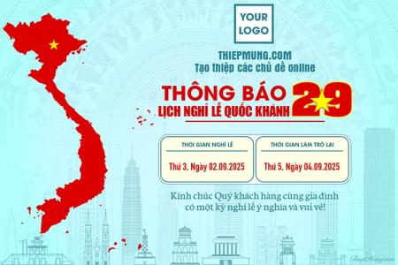 Mẫu thông báo lịch nghỉ lễ Quốc Khánh 2/9 chuyên nghiệp