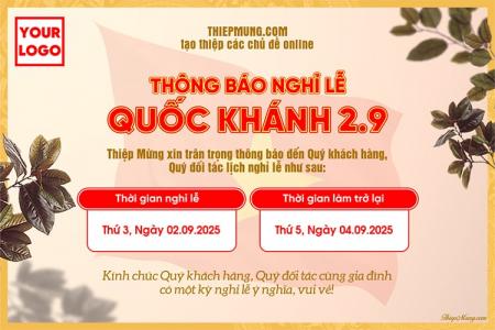 Chia sẻ mẫu banner thông báo nghỉ lễ Quốc khánh 2/9 đẹp