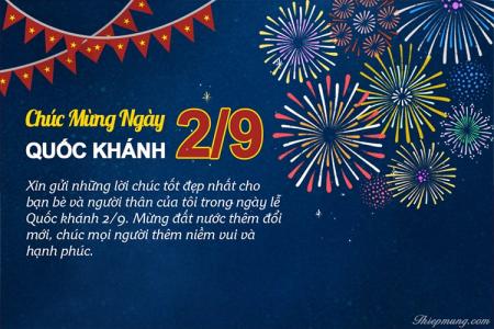 Thiệp chúc mừng ngày Quốc khánh 2/9 với pháo hoa rực rỡ