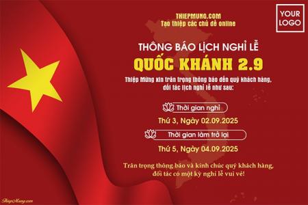 Tạo thông báo nghỉ Lễ Quốc khánh 2/9 miễn phí
