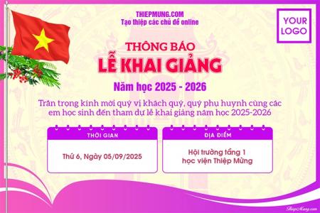 Mẫu thông báo khai giảng năm học mới thiết kế đẹp và chuyên nghiệp