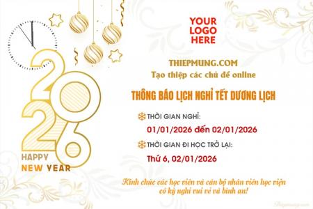 Tạo thông báo nghỉ Tết cho các Trường học, trung tâm đào tạo giáo dục