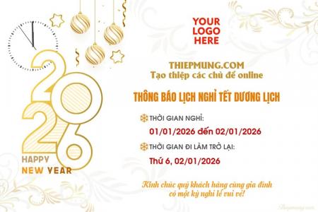 Tạo thông báo nghỉ Tết Dương Lịch đơn giản và chuyên nghiệp