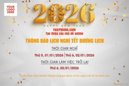Tạo Thông báo nghỉ Tết Dương Lịch 2026 online