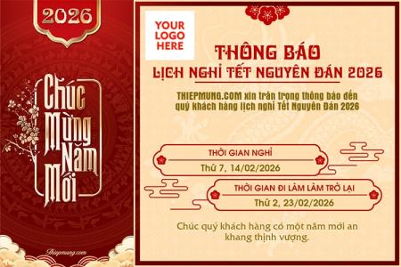 Mẫu thông báo lịch nghỉ Tết cho doanh nghiệp và trung tâm giáo dục chuyên nghiệp