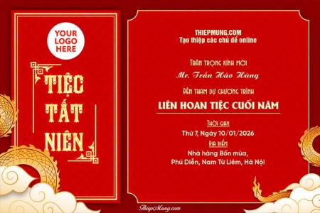 Thiệp mời Tiệc Tất Niên đỏ vàng chuyên nghiệp và sang trọng