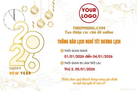 Tạo thông báo nghỉ Tết Dương Lịch đơn giản và chuyên nghiệp