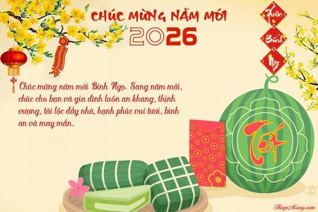 Thiệp chúc mừng năm mới 2026 đẹp đón Tết, chào Xuân