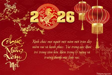 Thiệp chúc Tết, chúc mừng năm mới 2026 chào xuân cực đẹp