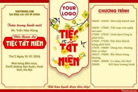 Mẫu thiệp mời Tiệc Tất Niên thiết kế chuyên nghiệp dành cho công ty