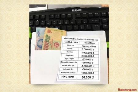 Ảnh chế Tết: Chế ảnh bảng lương thưởng Tết Bính Ngọ 2026