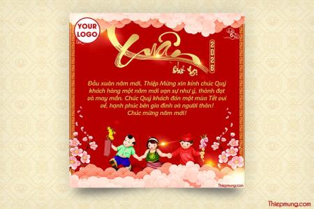 Mẫu thiệp chúc xuân chúc Tết Bính Ngọ 2026 cho khách hàng, đối tác