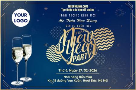 Mẫu thiệp mời dự tiệc năm mới cho công ty hiện đại và sang trọng