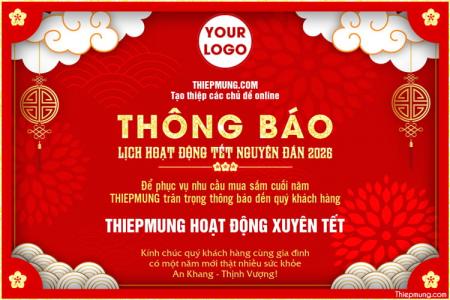 Banner mẫu thông báo lịch hoạt động Tết Nguyên Đán