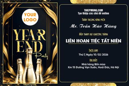 Thiệp mời Year End Party phong cách sang trọng hiện đại