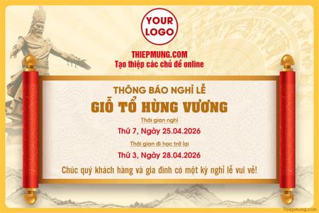 Tạo thông báo nghỉ lễ Giỗ Tổ Hùng Vương (10/3 Âm Lịch)