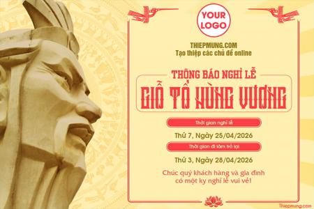 Tạo và tải thông báo nghỉ lễ Giỗ Tổ Hùng Vương 10/03 cho Doanh nghiệp