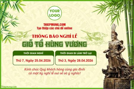 Mẫu thông báo nghỉ lễ giỗ tổ Hùng Vương 10/3 âm lịch