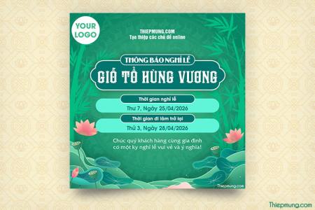 Tạo thông báo lịch nghỉ lễ Giỗ Tổ Hùng Vương chuyên nghiệp online