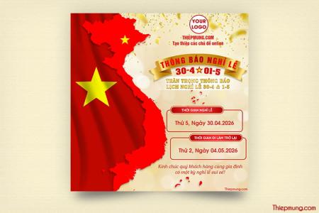 Tạo thông báo lịch nghỉ lễ 30/4 và 1/5 online