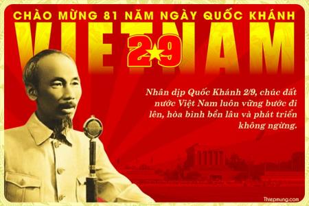 Thiệp chào mừng 81 năm ngày Quốc khánh Việt Nam trang trọng
