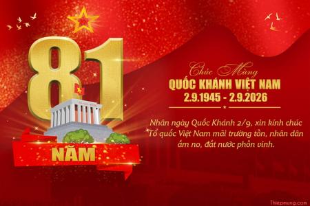 Thiệp kỷ niệm 80 năm ngày quốc khánh 2/9 đẹp