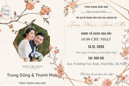 Tạo thiệp mời cưới Save the Date mẫu hoa hồng cực đẹp