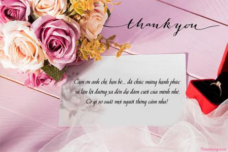 Mẫu thiệp cảm ơn sau đám cưới mẫu hoa đẹp lung linh