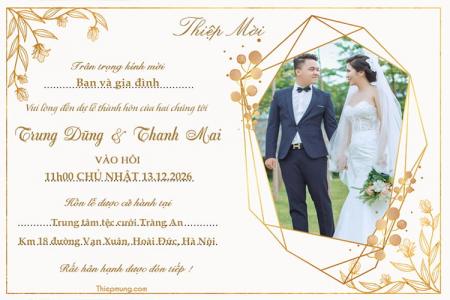Mẫu thiệp cưới màu vàng sang trọng