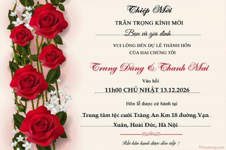 Tạo thiệp cưới hoa hồng đỏ đẹp miễn phí