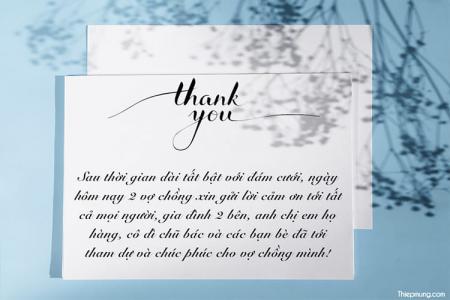 Thiệp cảm ơn sau đám cưới đơn giản, lịch sự