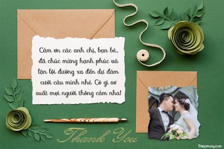 Viết lời cảm ơn sau đám cưới với ảnh