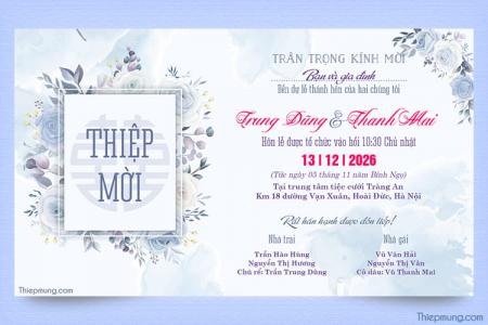 Thiết kế thiệp mời cưới 2026 nền hoa tinh tế độc lạ