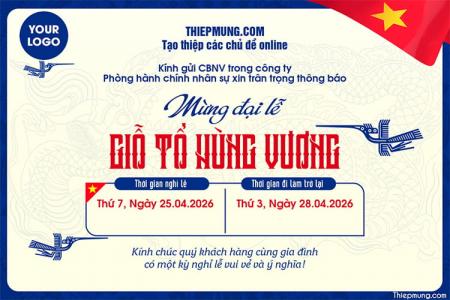 Tạo thông báo nghỉ mừng đại lễ Giỗ Tổ Hùng Vương có logo