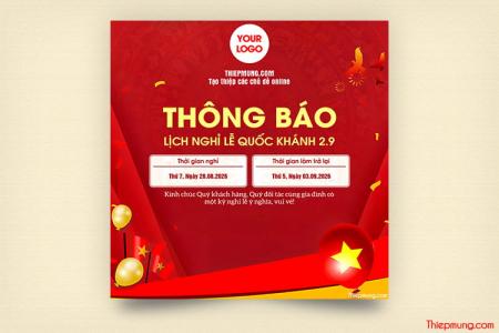 Hình ảnh thông báo nghỉ lễ quốc khánh 2/9 cho khách hàng