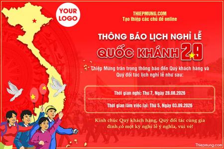 Mẫu thông báo nghỉ lễ quốc khánh 2/9 mới nhất 2026