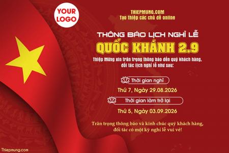 Tạo thông báo nghỉ Lễ Quốc khánh 2/9 miễn phí