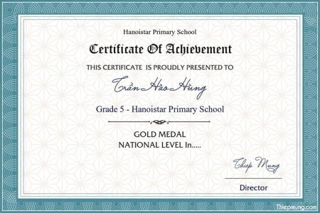 Giấy chứng nhận thành tích Certificate of Achievement đơn giản lịch sự