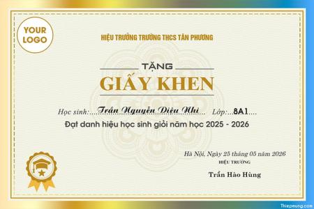 Tạo giấy khen học sinh với thiết kế sang trọng, hiện đại và chuyên nghiệp