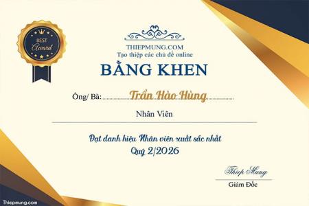Tạo và tải mẫu bằng khen nhân viên xuất sắc đẹp sang trọng